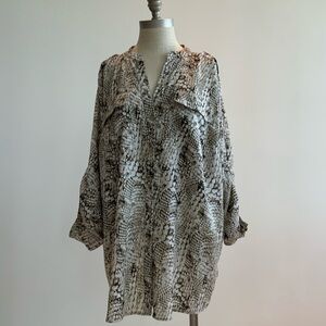 Calvin Klein Beige and Brown Snake Patterned Top 2X